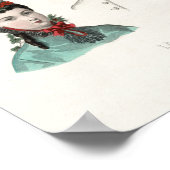 ヴィンテージフランスのファッションイラストレーション帽子をかぶった女性 ポスター (角)