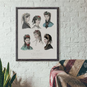 ヴィンテージフランスのファッションイラストレーション帽子をかぶった女性 ポスター