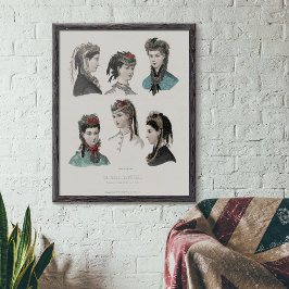 ヴィンテージフランスのファッションイラストレーション帽子をかぶった女性 ポスター