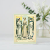 ヴィンテージフランスのファッションスケッチ ポストカード (スタンド正面)