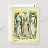 ヴィンテージフランスのファッションスケッチ ポストカード (正面/裏面)