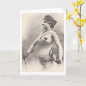 ヴィンテージフランスのフェンサーノートカード! カード (黄色い花)