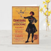 ヴィンテージフランスのフェンシングの競合とノートカード カード (黄色い花)