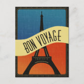 ヴィンテージフランスのフラッグパリエッフェルタワートラベル ポストカード (正面)