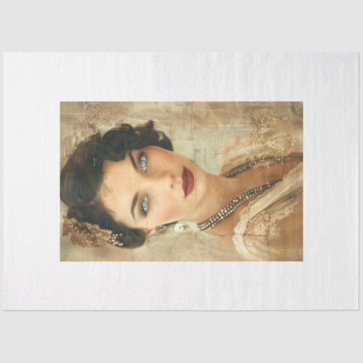 ヴィンテージフランスのフラッパーレディーデクページ 薄葉紙 (正面)