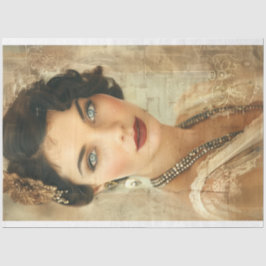 ヴィンテージフランスのフラッパーレディーデクページ 薄葉紙