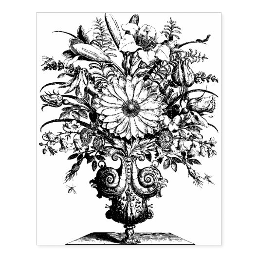 ヴィンテージフランスのフラワーブーケゴムスタンプ ラバースタンプ (インプリント)