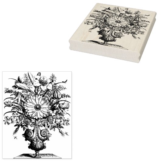 ヴィンテージフランスのフラワーブーケゴムスタンプ ラバースタンプ (押印)