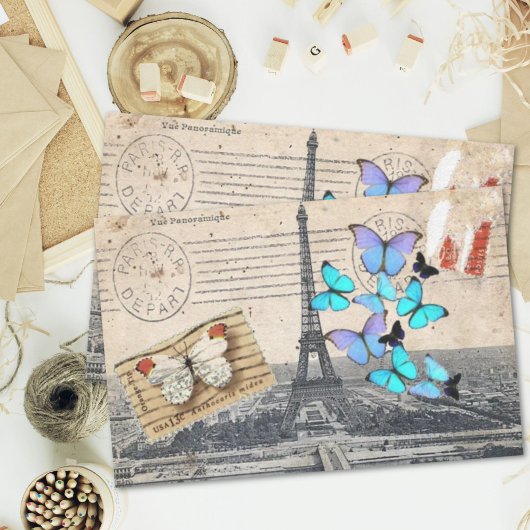 ヴィンテージフランスのフランストラベルパリエッフェルタワー 薄葉紙