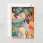 ヴィンテージフランスのフランスリビエラアンティベスコートダジュール ポストカード (正面/裏面)