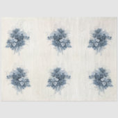 ヴィンテージフランスのフローラの青と白の切り離し 薄葉紙 (正面)