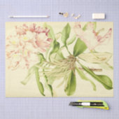 ヴィンテージフランスのフローラエフェメラデカップピンクのティス 薄葉紙 (クラフト)