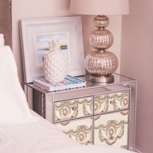 ヴィンテージフランスのフローラガーランドアイボリー 薄葉紙