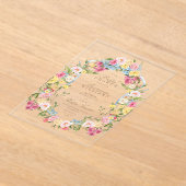 ヴィンテージフランスのフローラクレストブライダルシャワー アクリル招待状 (レイダウン)