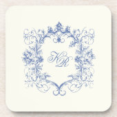 ヴィンテージフランスのフローラダブルモノグラム結婚ズ コースター (正面)