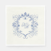 ヴィンテージフランスのフローラダブルモノグラム結婚ズ スタンダードランチョンナプキン (正面)