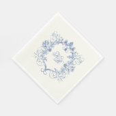 ヴィンテージフランスのフローラダブルモノグラム結婚ズ スタンダードランチョンナプキン (角)