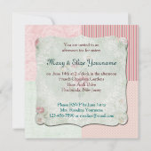 ヴィンテージフランスのフローラティーカップピンクファンレースフレーム 招待状 (裏面)