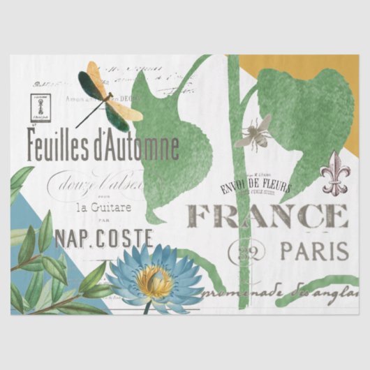 ヴィンテージフランスのフローラデザイン 薄葉紙 (正面)