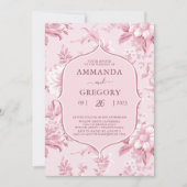 ヴィンテージフランスのフローラトイルピ結婚ンク 招待状 (正面)
