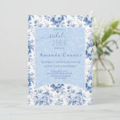 ヴィンテージフランスのフローラトイルブルーブライダルシャワー 招待状 (スタンド正面)