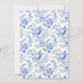 ヴィンテージフランスのフローラトイルブルーブライダルシャワー 招待状 (裏面)