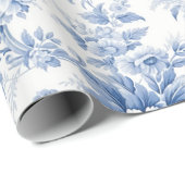 ヴィンテージフランスのフローラトイルブルーラッピング紙 ラッピングペーパー (ロールコーナー)
