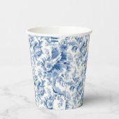 ヴィンテージフランスのフローラトイルブルー紙カップ 紙コップ (左)