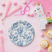 ヴィンテージフランスのフローラトイルブルー紙プレート ペーパープレート (パーティー)