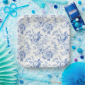 ヴィンテージフランスのフローラトイルブルー紙プレート ペーパープレート (パーティー)