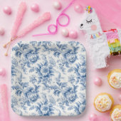 ヴィンテージフランスのフローラトイルブルー紙プレート ペーパープレート (パーティー)