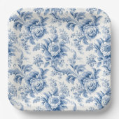 ヴィンテージフランスのフローラトイルブルー紙プレート ペーパープレート (正面)