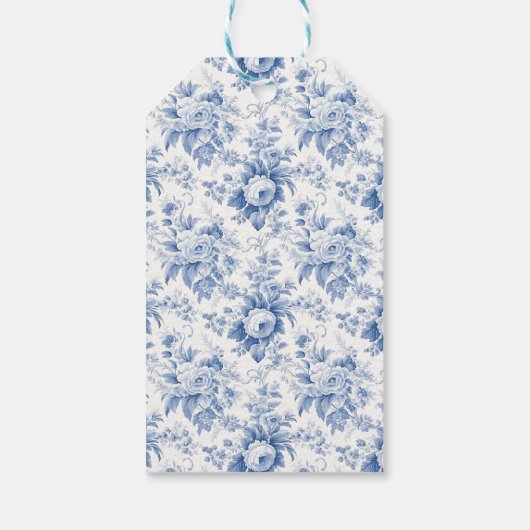 ヴィンテージフランスのフローラトイルブルー ギフトタグ (裏面)