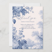 ヴィンテージフランスのフローラトイルブルー サンキューカード (正面)