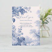 ヴィンテージフランスのフローラトイルブルー サンキューカード (スタンド正面)