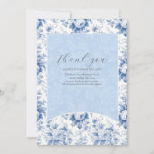 ヴィンテージフランスのフローラトイルブルー サンキューカード (正面)
