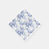 ヴィンテージフランスのフローラトイルブルー スタンダードカクテルナプキン (角)