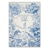 ヴィンテージフランスのフローラトイルブルー テーブルナンバー (正面)