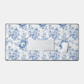 ヴィンテージフランスのフローラトイルブルー デスクマット (キーボード&マウス)