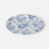 ヴィンテージフランスのフローラトイルブルー ペーパープレート (アングル)