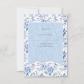 ヴィンテージフランスのフローラトイルブルー 出欠カード (正面)