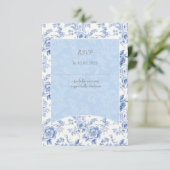 ヴィンテージフランスのフローラトイルブルー 出欠カード (スタンド正面)