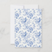 ヴィンテージフランスのフローラトイルブルー 出欠カード (裏面)