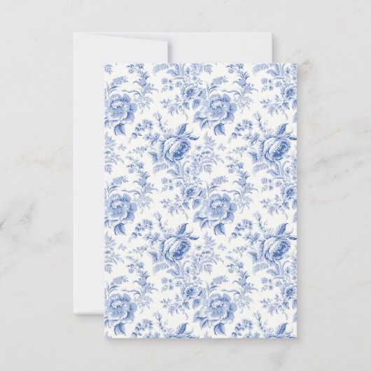 ヴィンテージフランスのフローラトイルブルー 出欠カード (裏面)