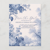 ヴィンテージフランスのフローラトイルブルー 案内ポストカード (正面)