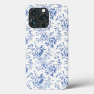 ヴィンテージフランスのフローラトイルブルー iPhone 13 PROケース