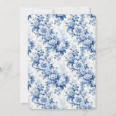 ヴィンテージフランスのフローラトイル結婚ブルーの侵入 招待状 (裏面)