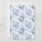 ヴィンテージフランスのフローラトイル結婚ブルー 招待状 (裏面)