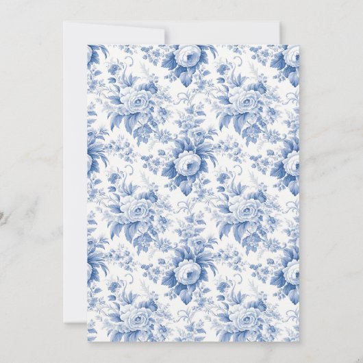 ヴィンテージフランスのフローラトイル結婚ブルー 招待状 (裏面)