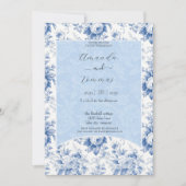 ヴィンテージフランスのフローラトイル結婚ブルー 招待状 (正面)